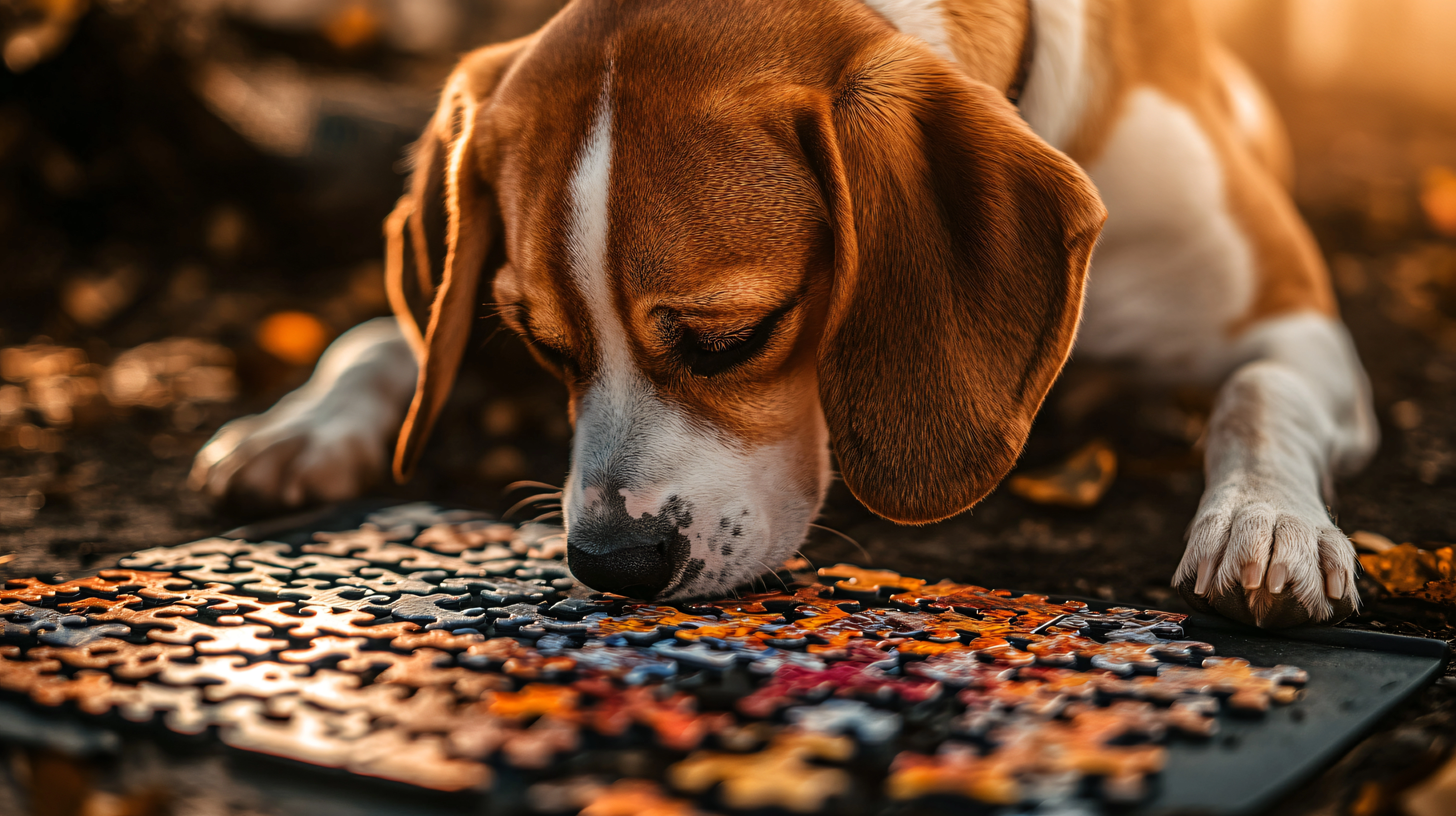 Chien en activité mentale et jeu de réflexion