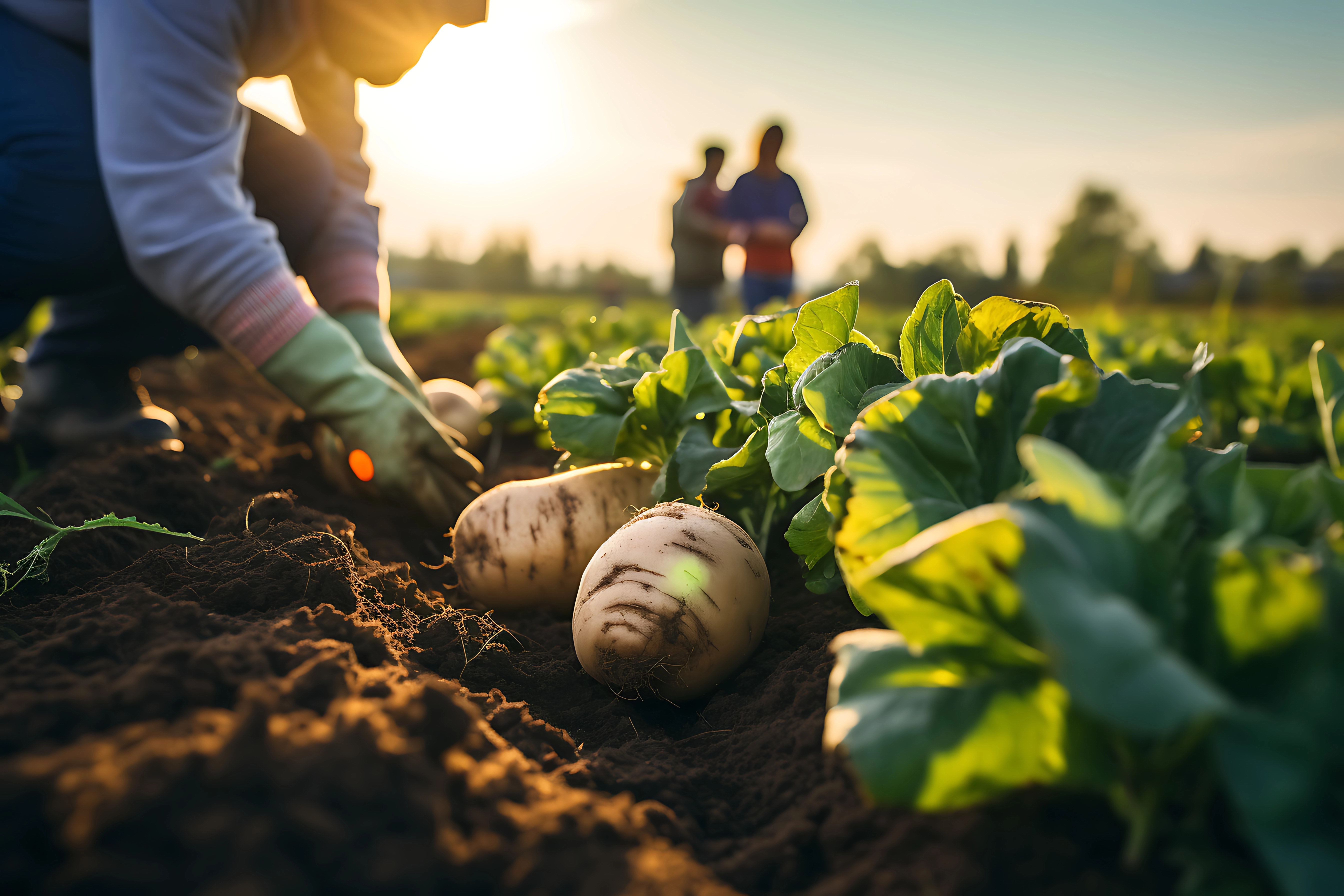 Récolte de navets et légumes, maraîchers partenaires