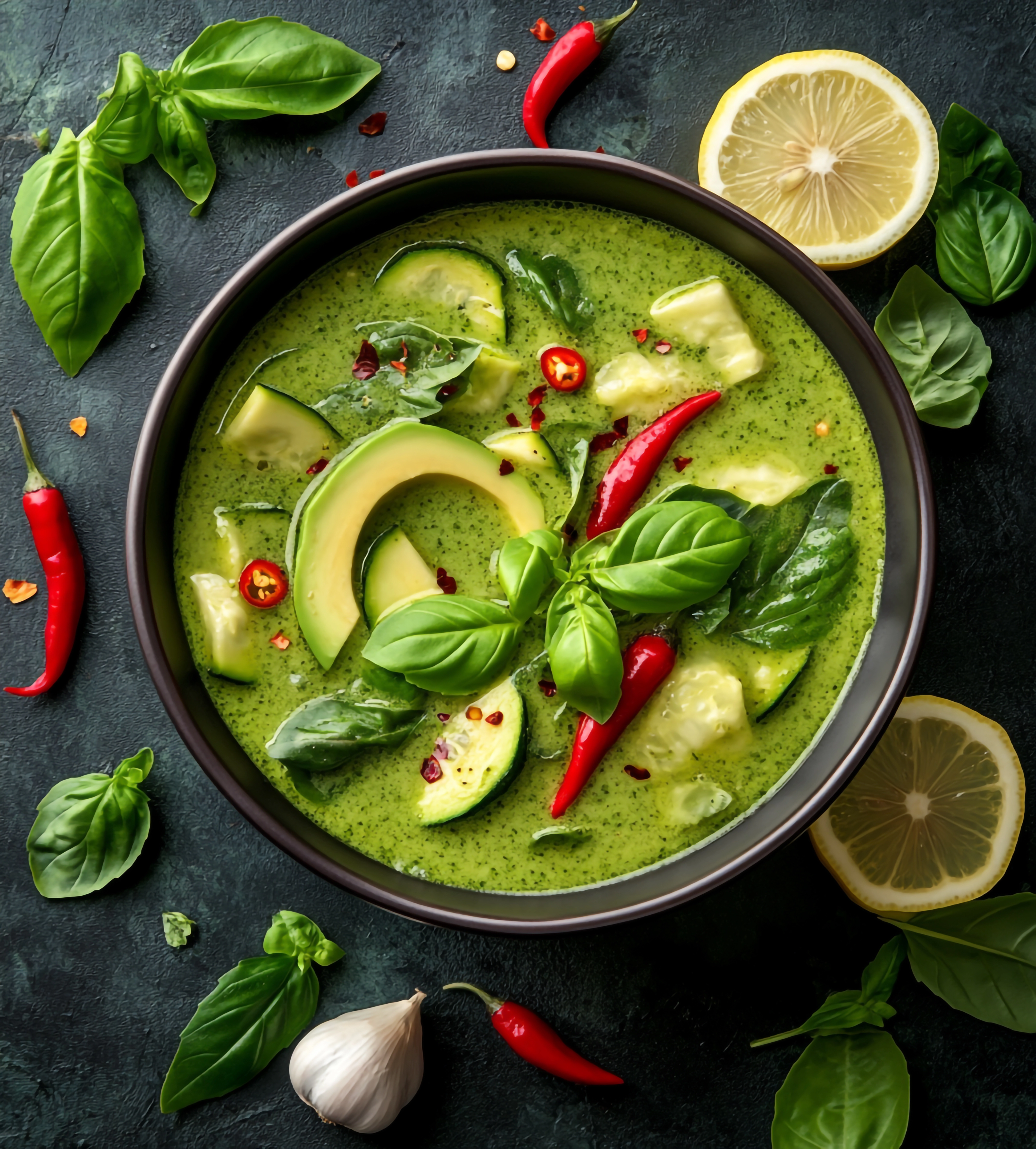 Gaspacho avocat piment, entrée fraîcheur