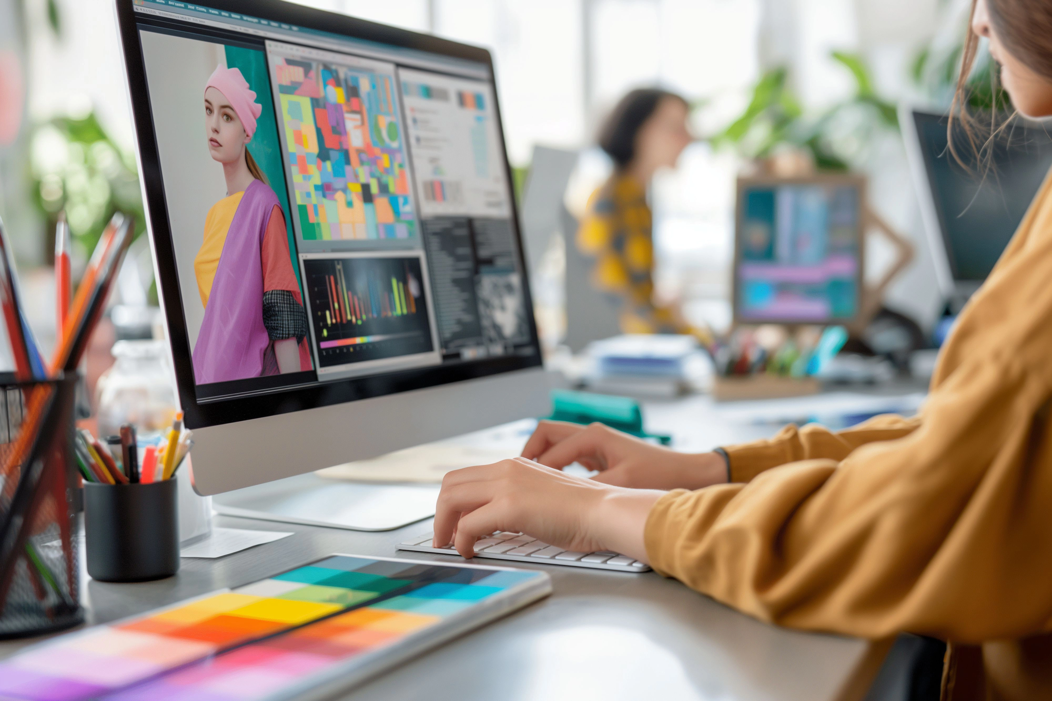 Poste de travail d'un graphiste, espace créatif et ma vision