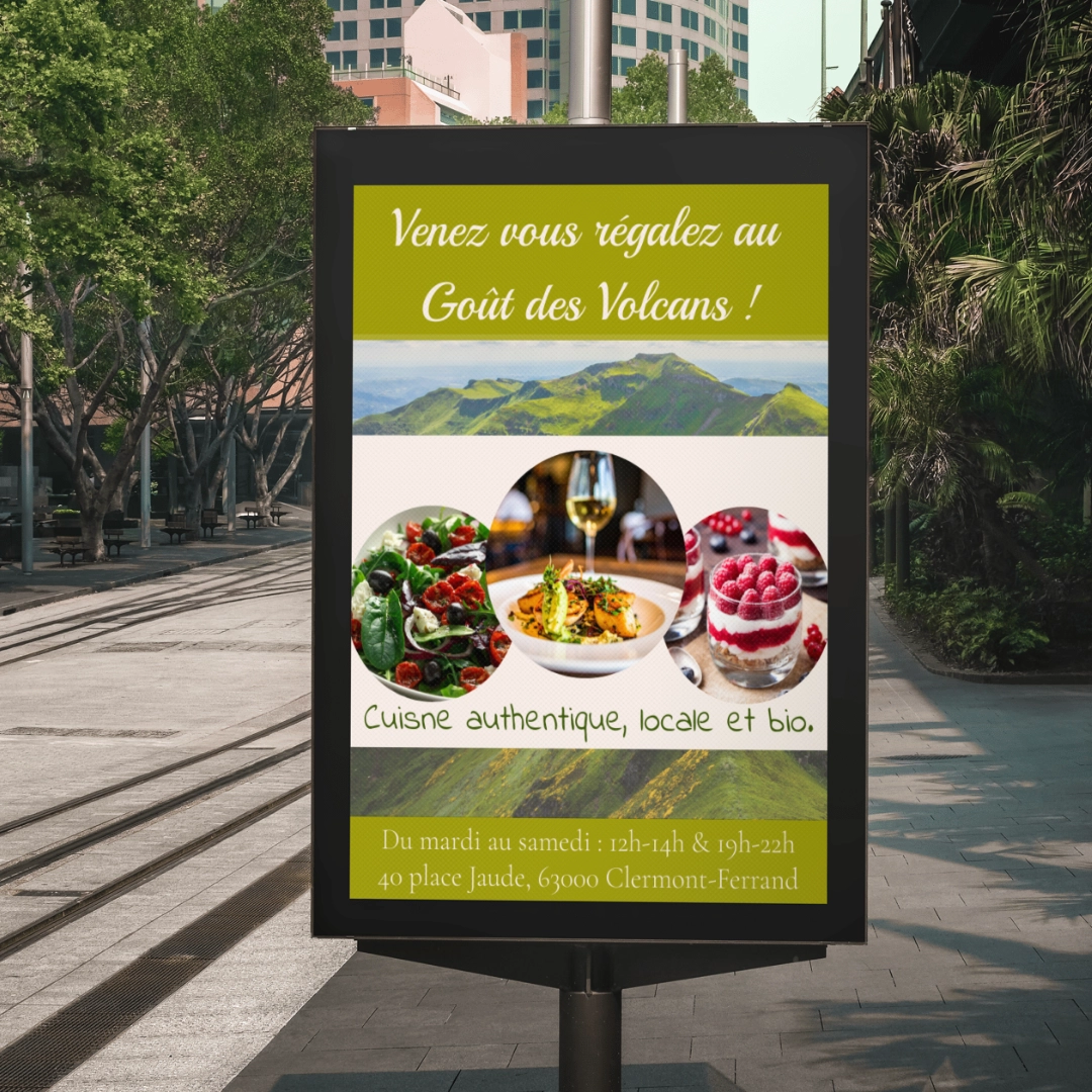 Panneau publicitaire Le goût des volcans